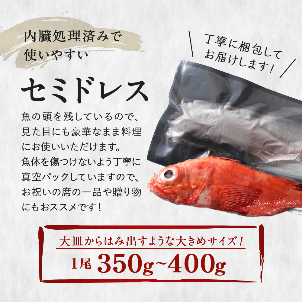 キンキ セミドレス 北海道 知床・羅臼産 350g〜400g 脂のり最高の高級魚！ きんき メンメ めんめ お祝い ギフト